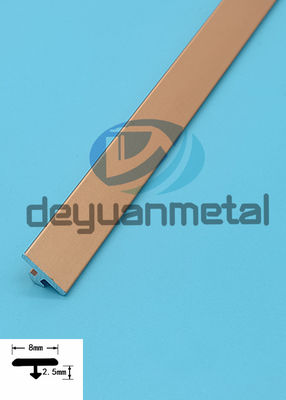 Золотые алюминиевые профили t покрывая максимум 2.5mm ширины 8mm